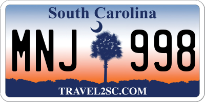 SC license plate MNJ998