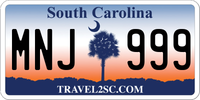 SC license plate MNJ999