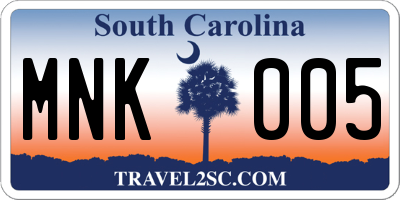 SC license plate MNK005