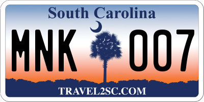 SC license plate MNK007