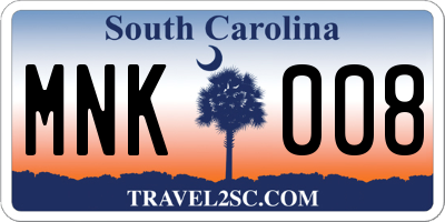 SC license plate MNK008
