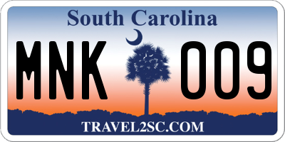 SC license plate MNK009
