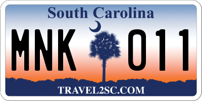 SC license plate MNK011