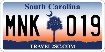 SC license plate MNK019