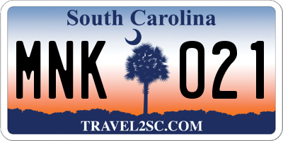 SC license plate MNK021