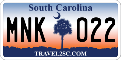 SC license plate MNK022