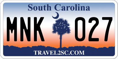 SC license plate MNK027