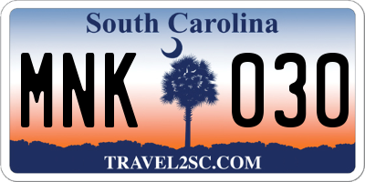 SC license plate MNK030