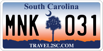SC license plate MNK031