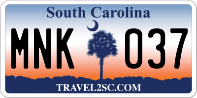 SC license plate MNK037