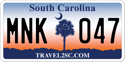 SC license plate MNK047