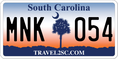 SC license plate MNK054