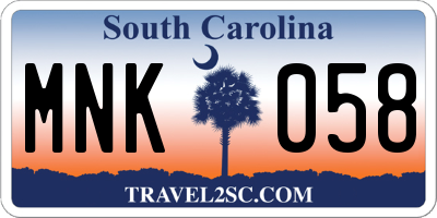 SC license plate MNK058