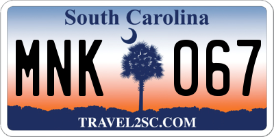 SC license plate MNK067