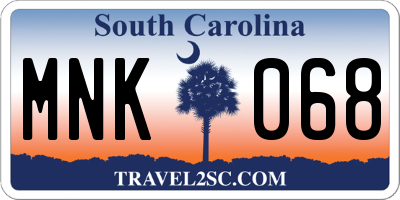 SC license plate MNK068