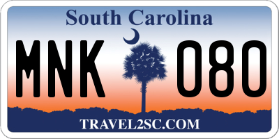 SC license plate MNK080