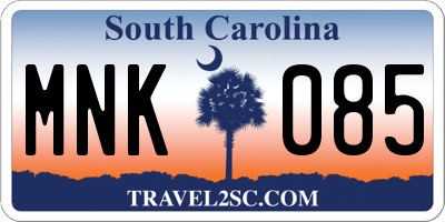 SC license plate MNK085