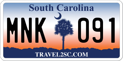 SC license plate MNK091