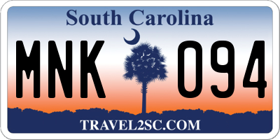 SC license plate MNK094