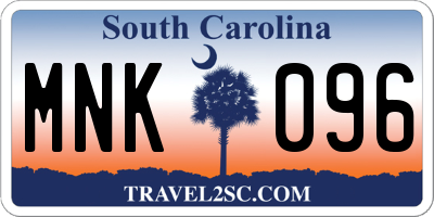 SC license plate MNK096