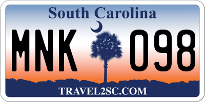 SC license plate MNK098