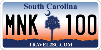 SC license plate MNK100