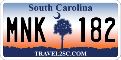 SC license plate MNK182
