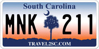 SC license plate MNK211