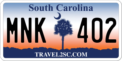 SC license plate MNK402