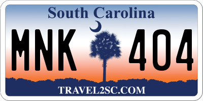 SC license plate MNK404