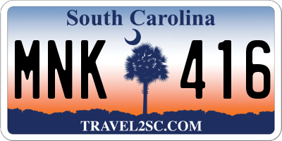 SC license plate MNK416