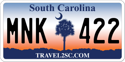 SC license plate MNK422