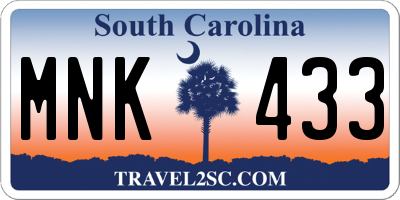 SC license plate MNK433