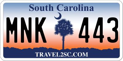 SC license plate MNK443