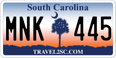 SC license plate MNK445