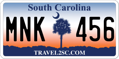 SC license plate MNK456