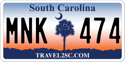 SC license plate MNK474