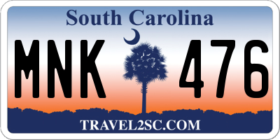 SC license plate MNK476