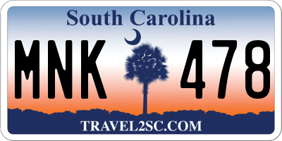 SC license plate MNK478