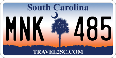 SC license plate MNK485