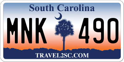 SC license plate MNK490