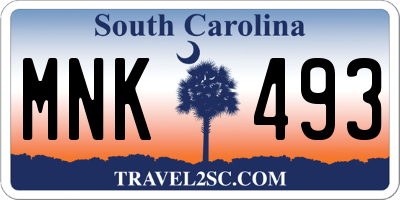 SC license plate MNK493