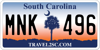 SC license plate MNK496
