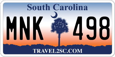 SC license plate MNK498