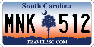 SC license plate MNK512