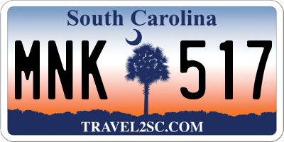 SC license plate MNK517