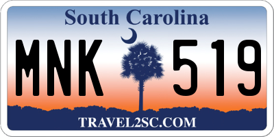 SC license plate MNK519
