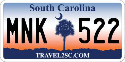 SC license plate MNK522