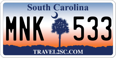 SC license plate MNK533