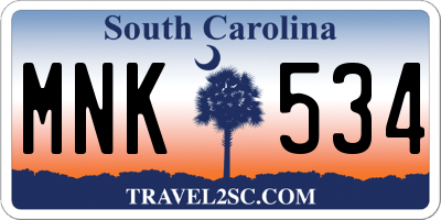 SC license plate MNK534